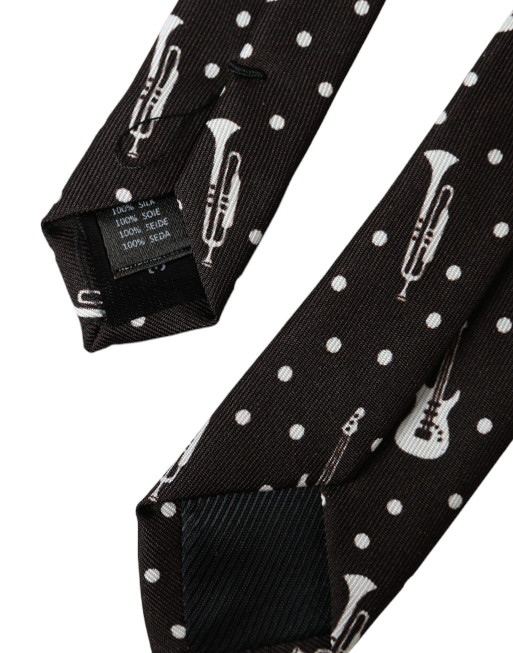 Cravate à motif guitare noire Dolce & Gabbana en soie réglable