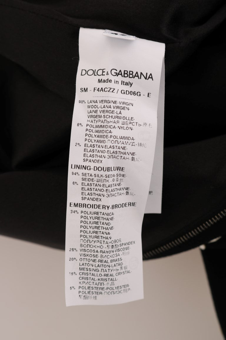 Jupe Crayon Noire Ornée de Cristaux Floraux Dolce & Gabbana