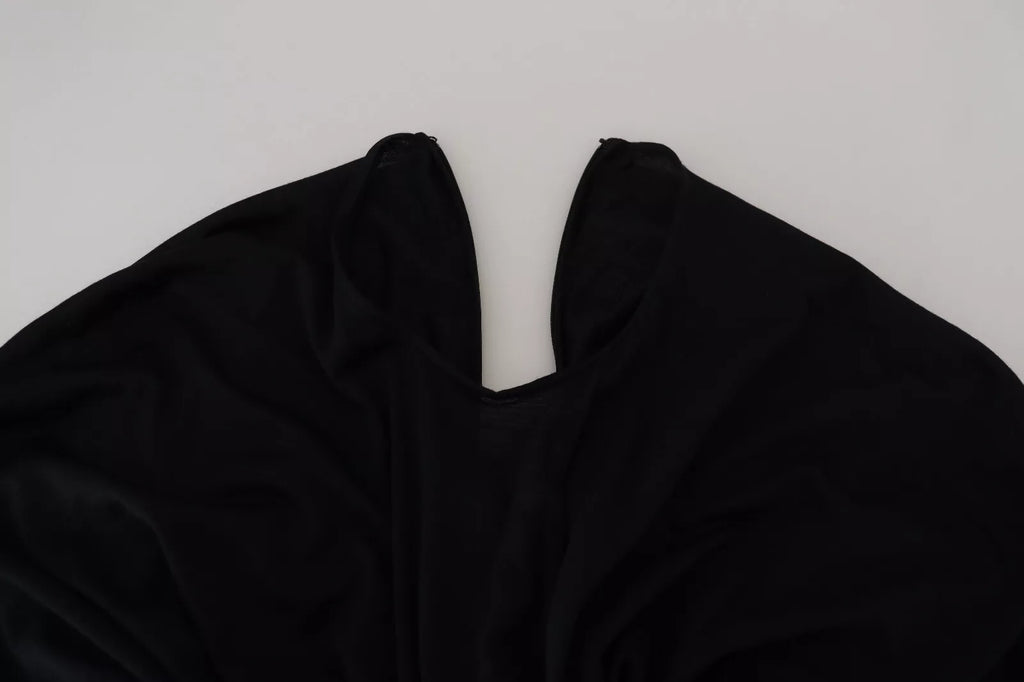 Robe portefeuille fourreau mi-longue en laine noire Dolce & Gabbana
