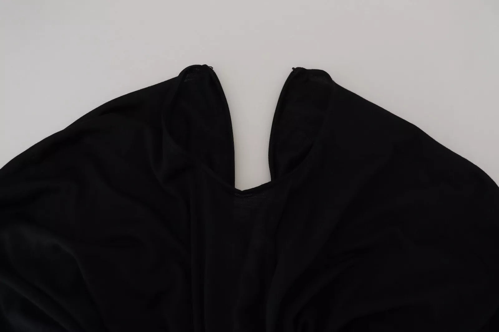 Robe portefeuille fourreau mi-longue en laine noire Dolce & Gabbana