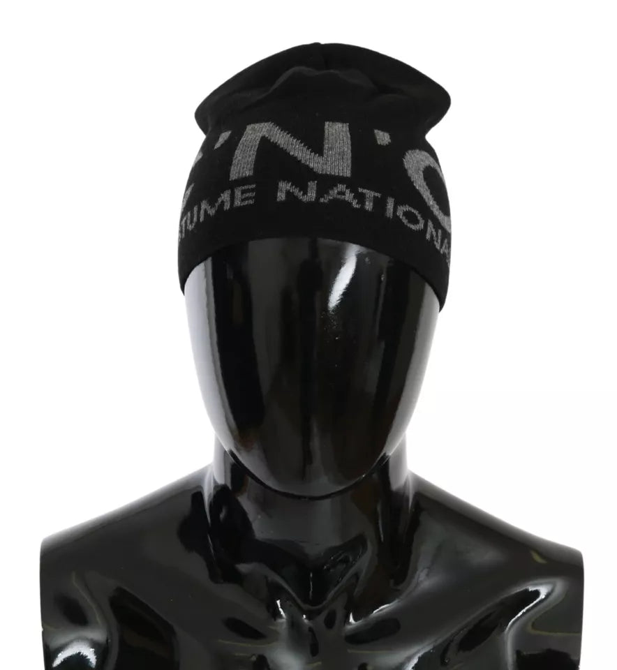 Bonnet Costume National en mélange de laine noire avec logo