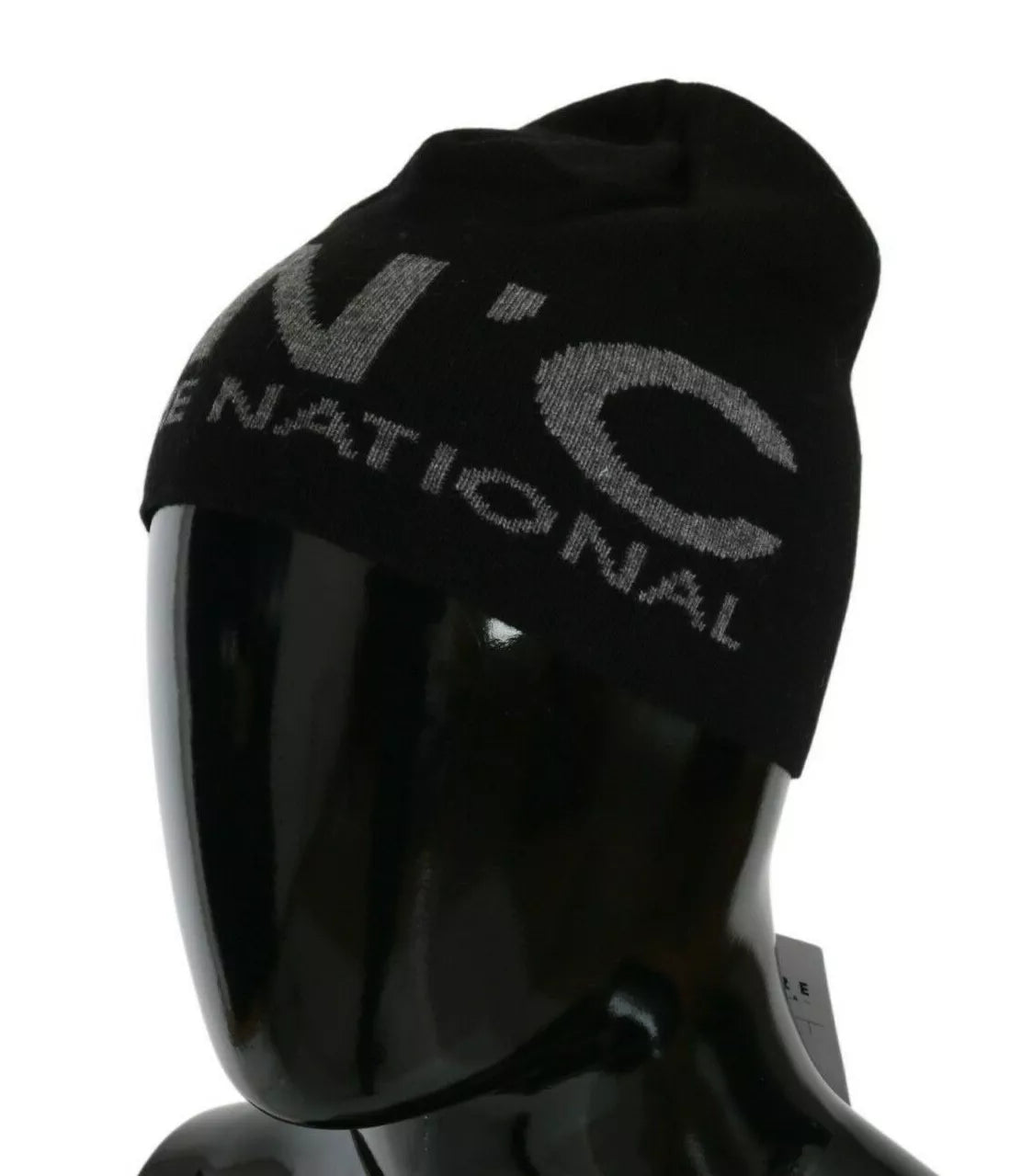 Bonnet Costume National en mélange de laine noire avec logo