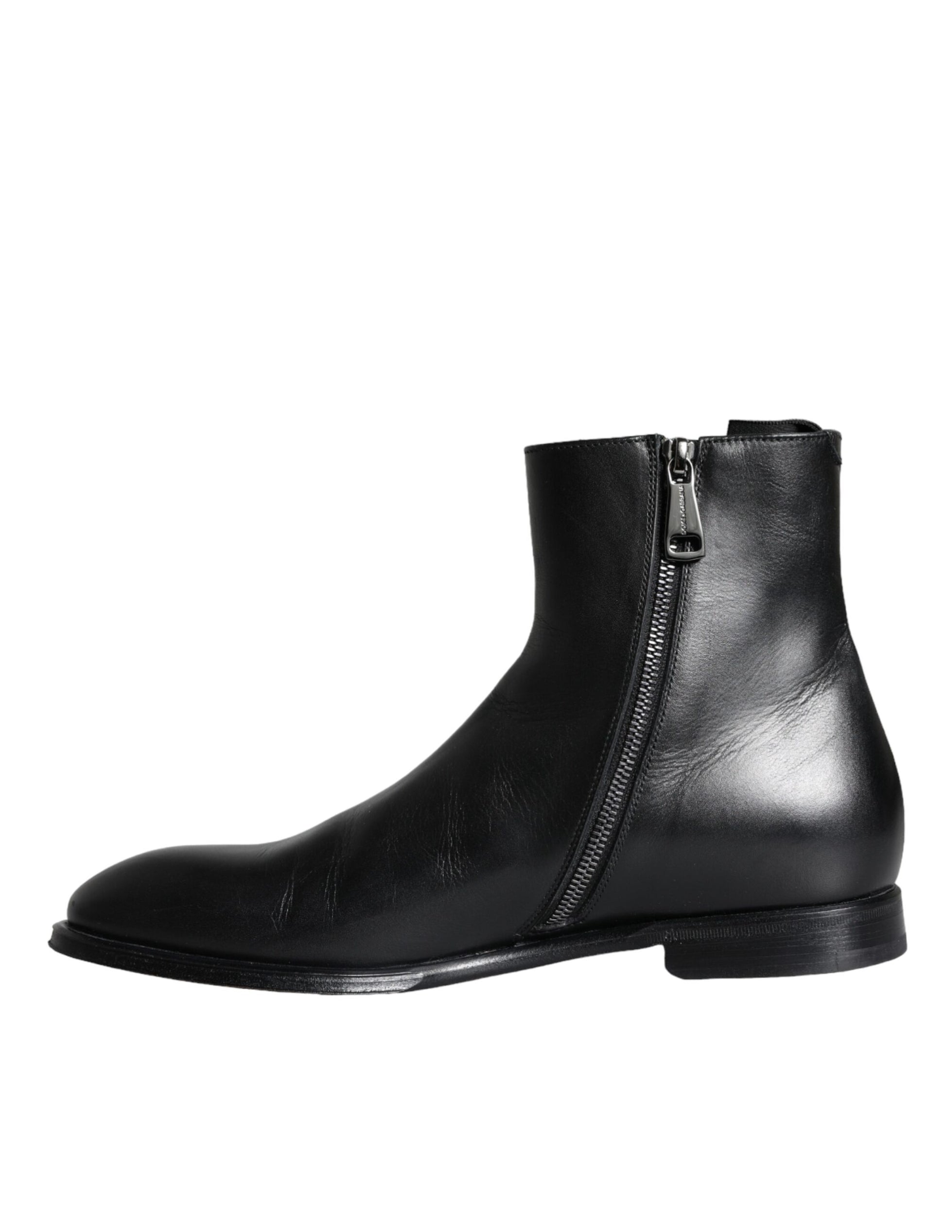 Dolce & Gabbana Bottines Homme en Cuir de Veau Noir Chaussures Homme
