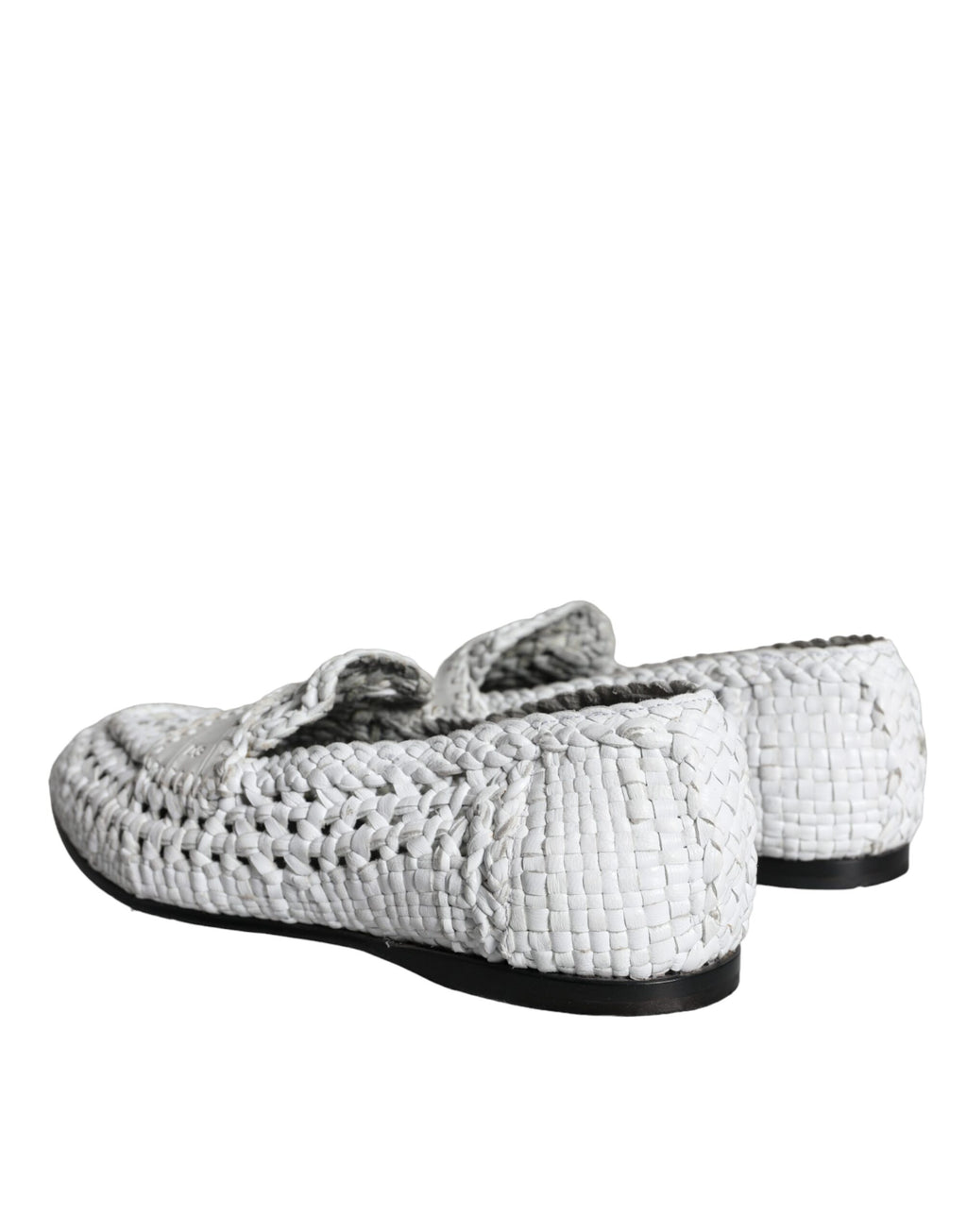 Mocassins à enfiler Dolce & Gabbana en cuir tressé blanc pour hommes