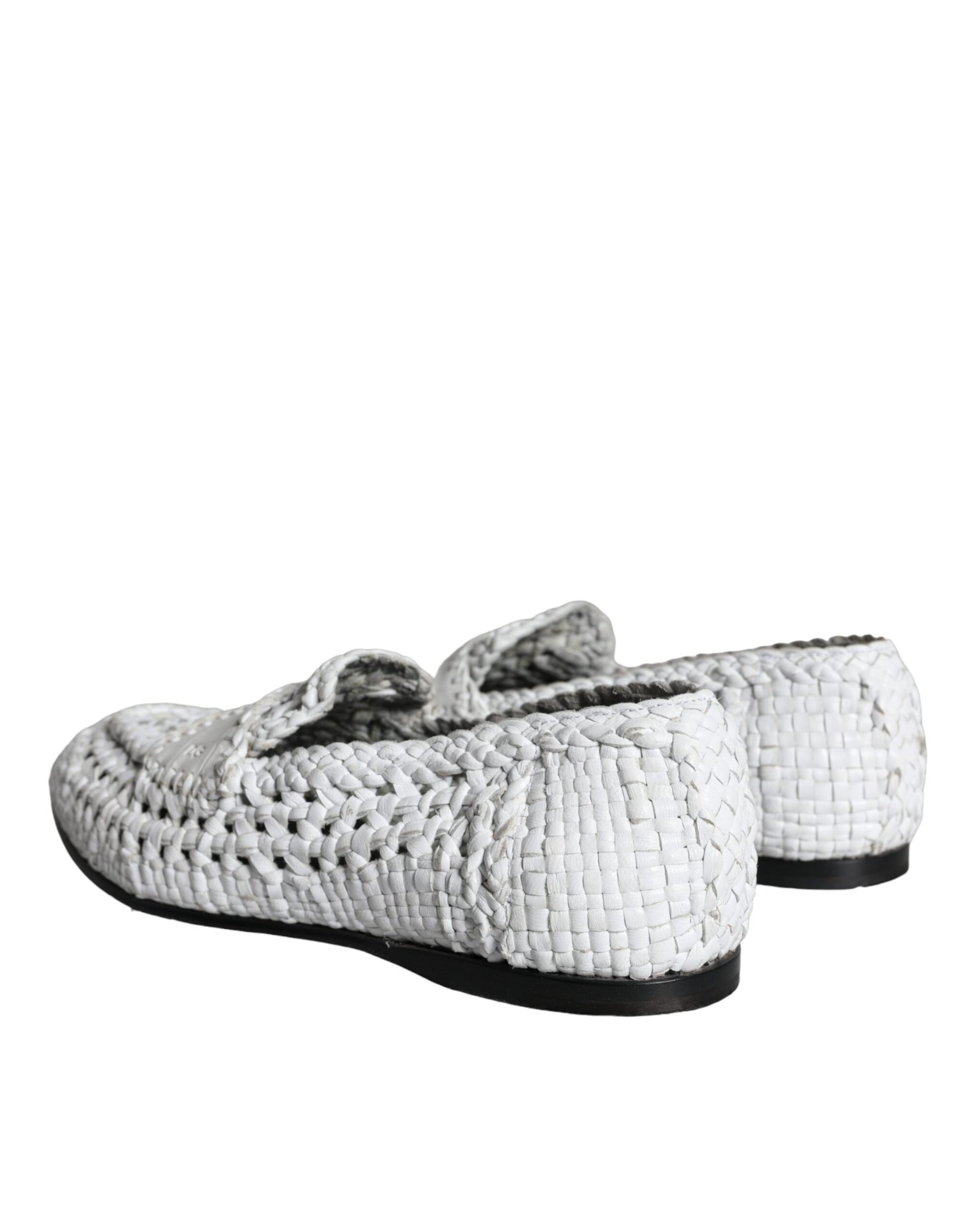 Mocassins à enfiler Dolce & Gabbana en cuir tressé blanc pour hommes