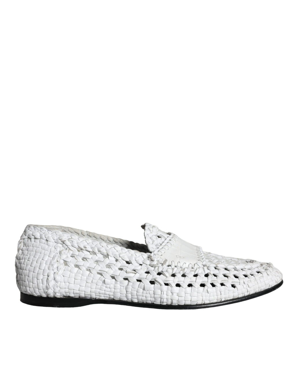 Mocassins à enfiler Dolce & Gabbana en cuir tressé blanc pour hommes