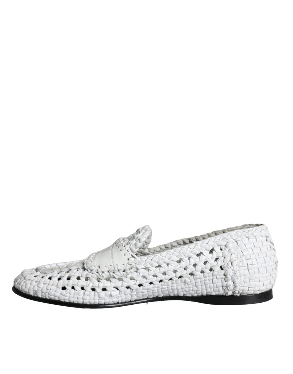 Mocassins à enfiler Dolce & Gabbana en cuir tressé blanc pour hommes