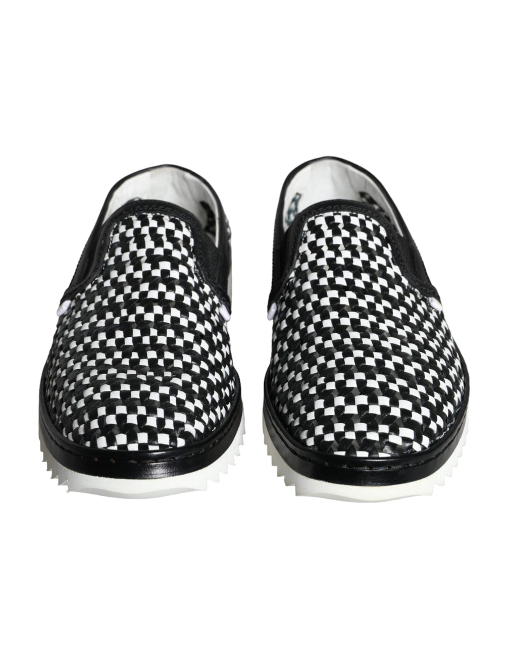 Chaussures Homme Mocassins Tissés Noirs et Blancs Dolce & Gabbana
