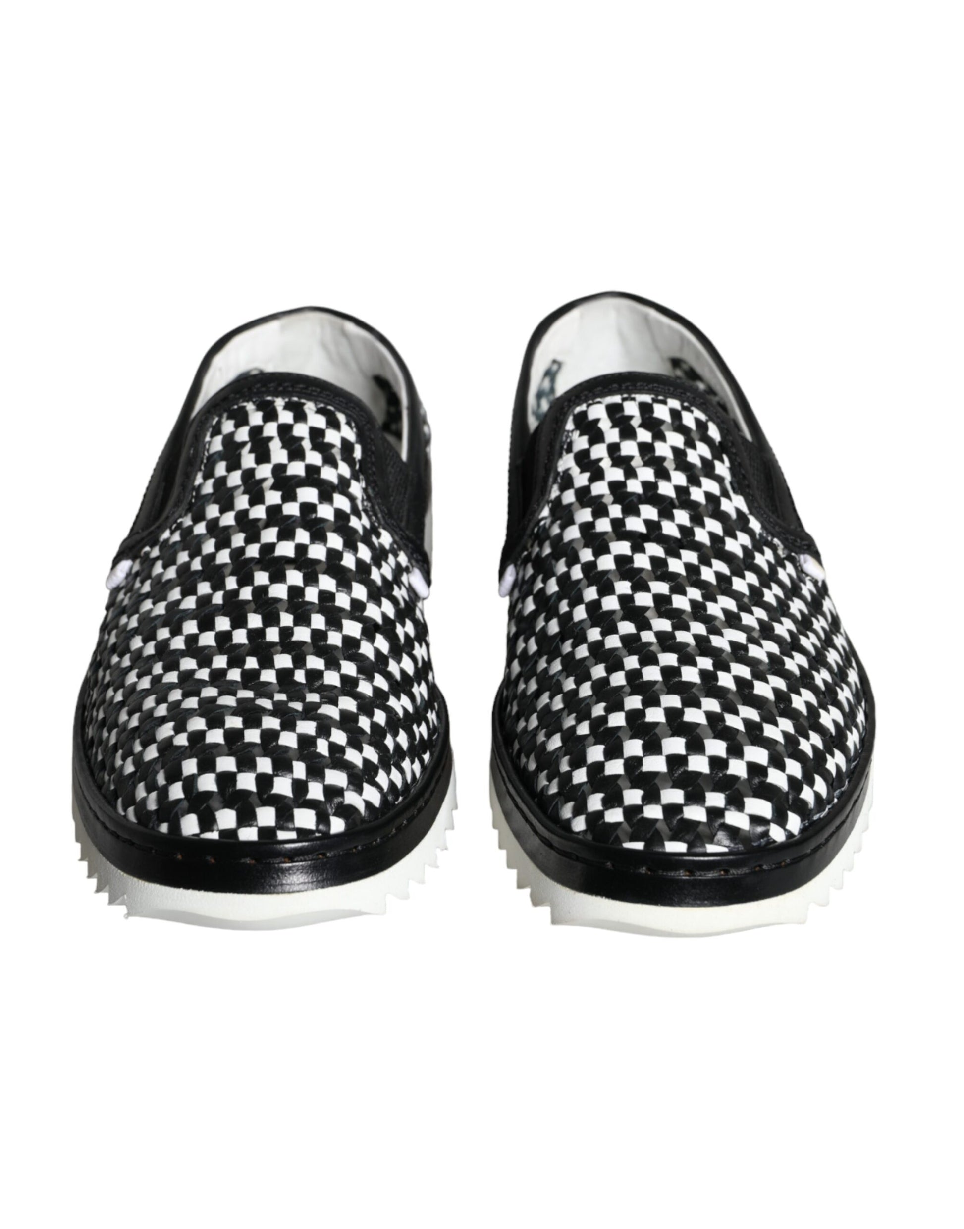 Chaussures Homme Mocassins Tissés Noirs et Blancs Dolce & Gabbana