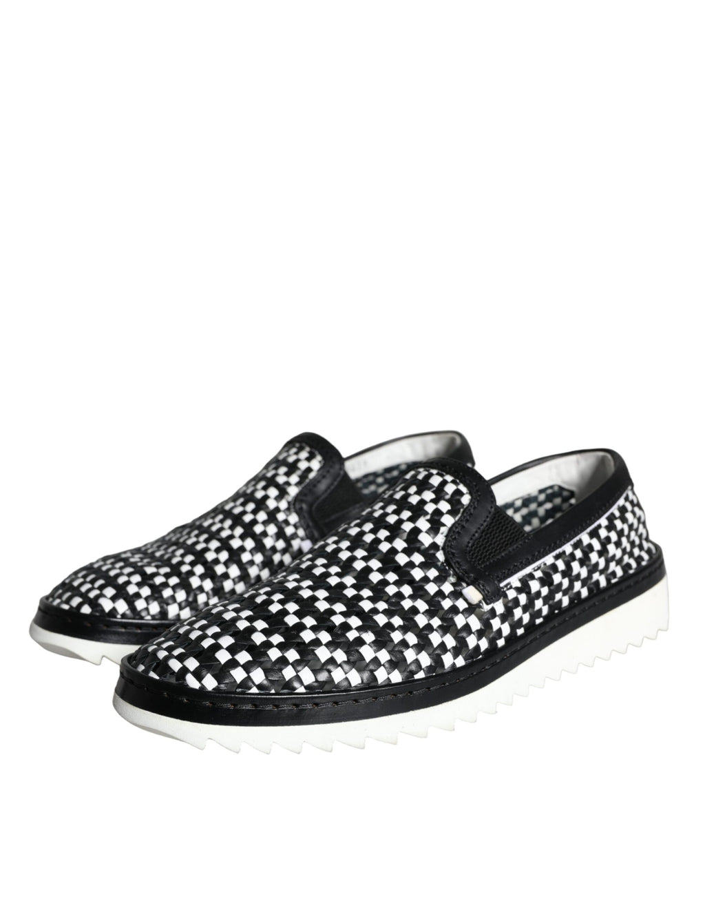 Chaussures Homme Mocassins Tissés Noirs et Blancs Dolce & Gabbana
