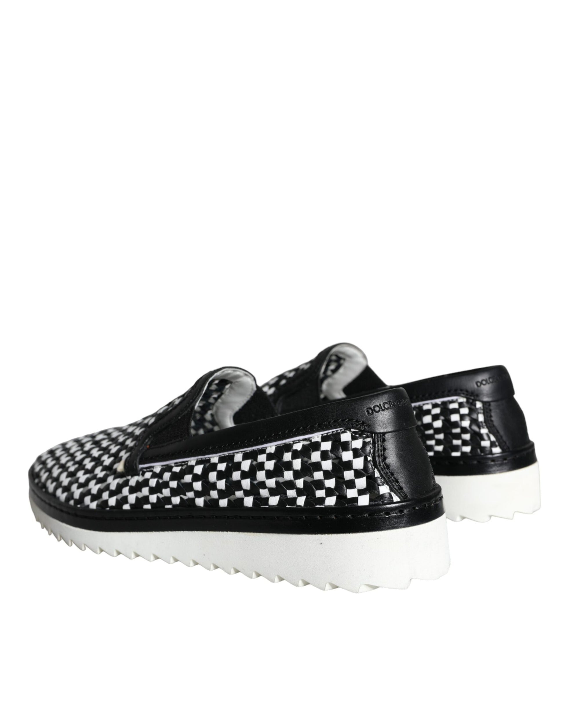 Chaussures Homme Mocassins Tissés Noirs et Blancs Dolce & Gabbana