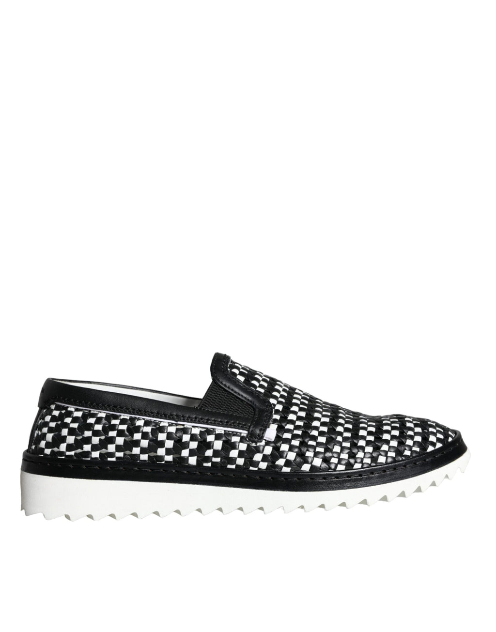 Chaussures Homme Mocassins Tissés Noirs et Blancs Dolce & Gabbana