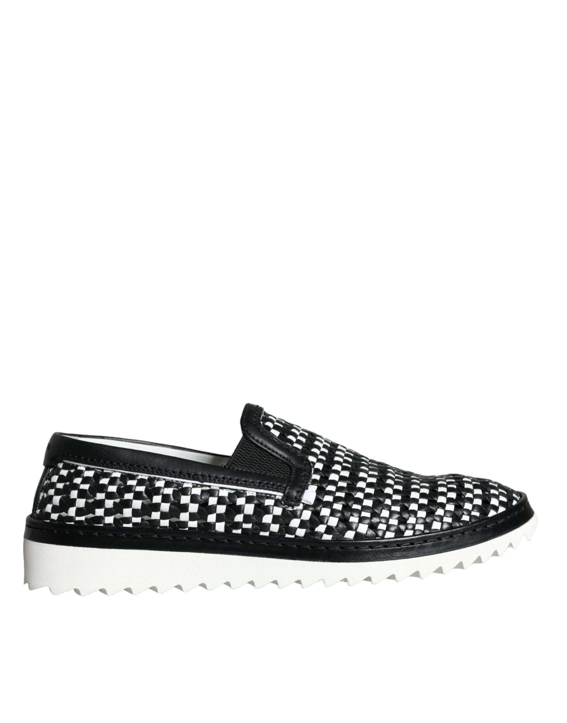 Chaussures Homme Mocassins Tissés Noirs et Blancs Dolce & Gabbana