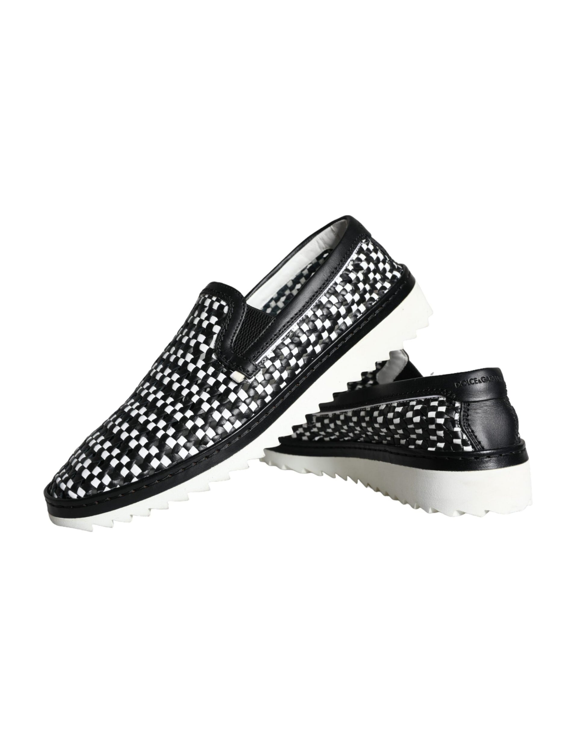 Chaussures Homme Mocassins Tissés Noirs et Blancs Dolce & Gabbana