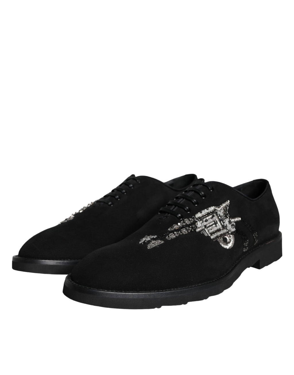 Chaussures habillées lacées en daim noir Dolce & Gabbana Sicilia