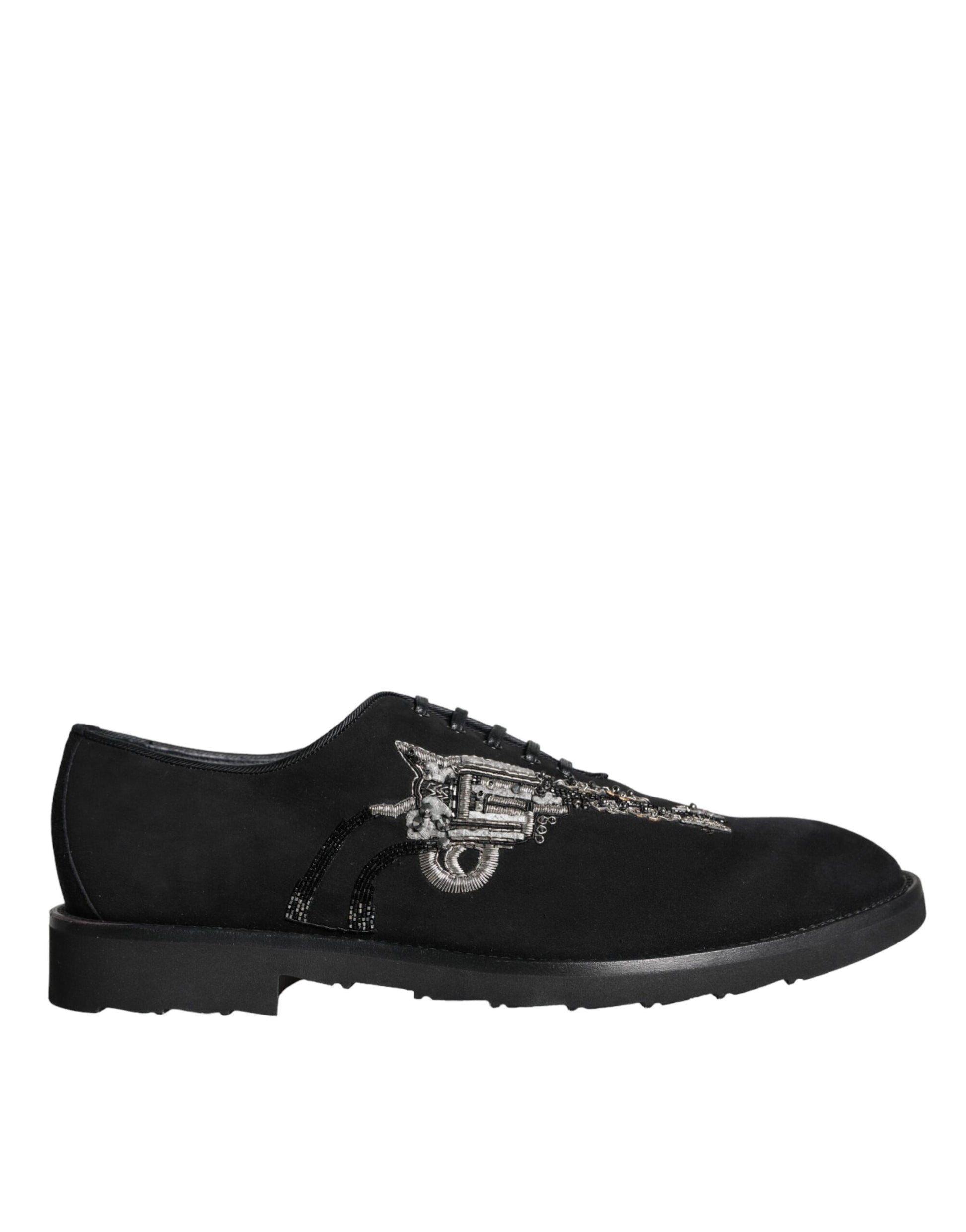 Chaussures habillées lacées en daim noir Dolce & Gabbana Sicilia