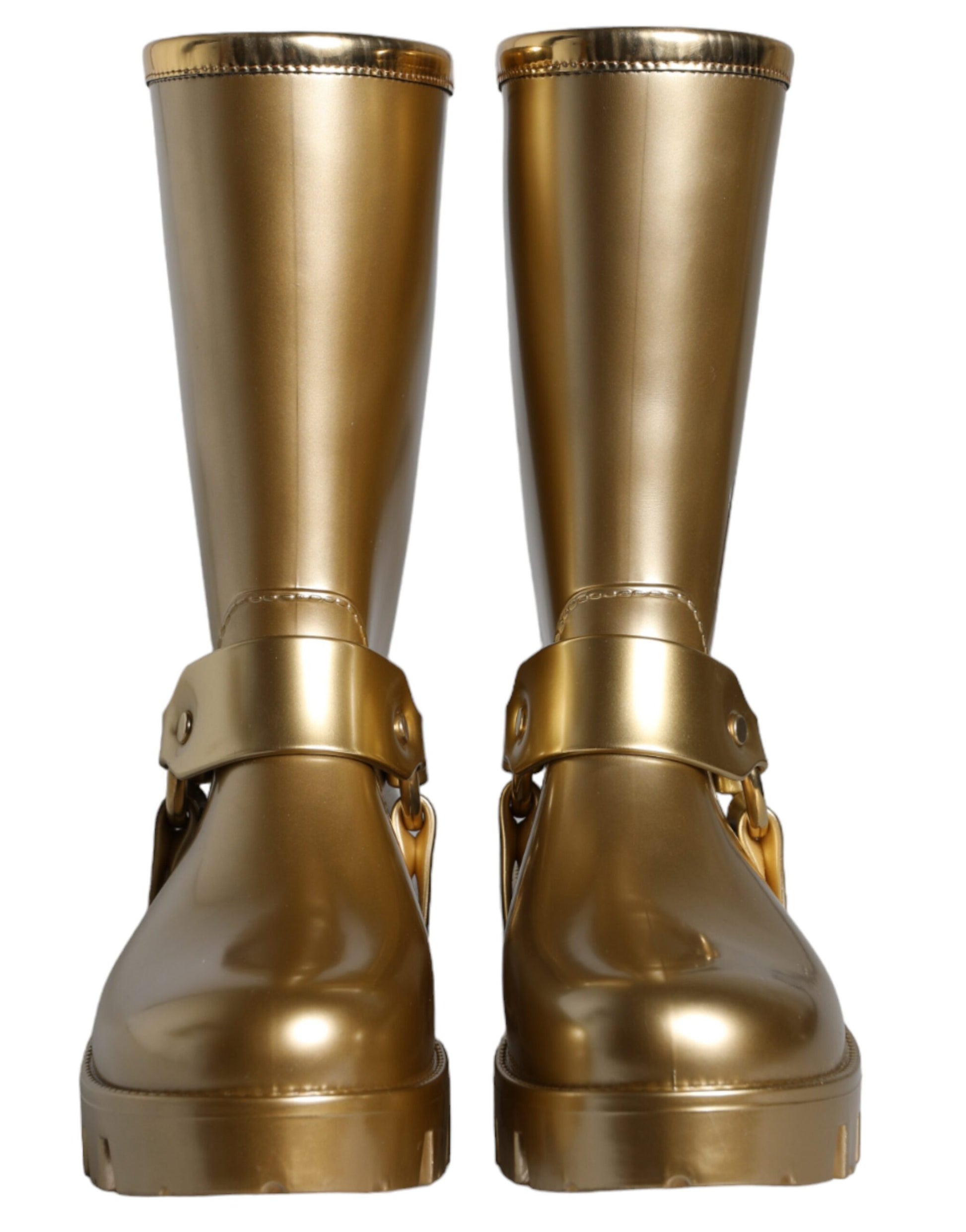 Bottes de pluie Dolce & Gabbana en PVC et caoutchouc doré métallique