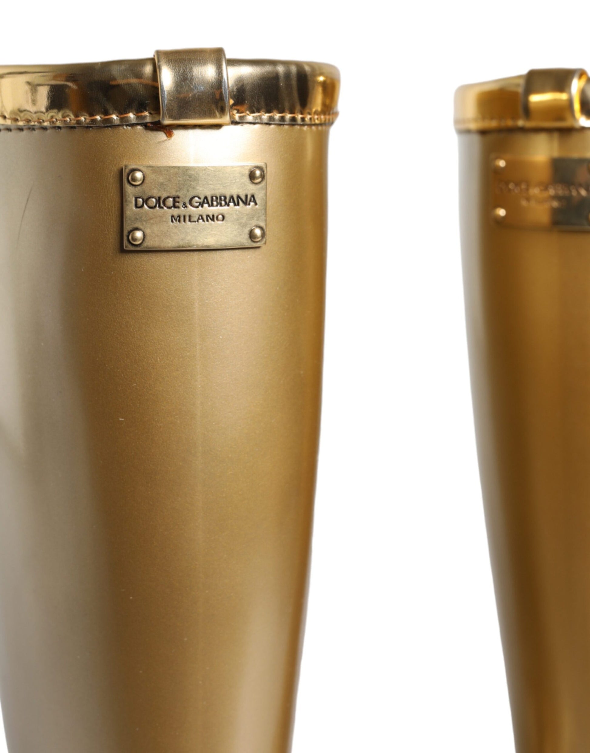 Bottes de pluie Dolce & Gabbana en PVC et caoutchouc doré métallique