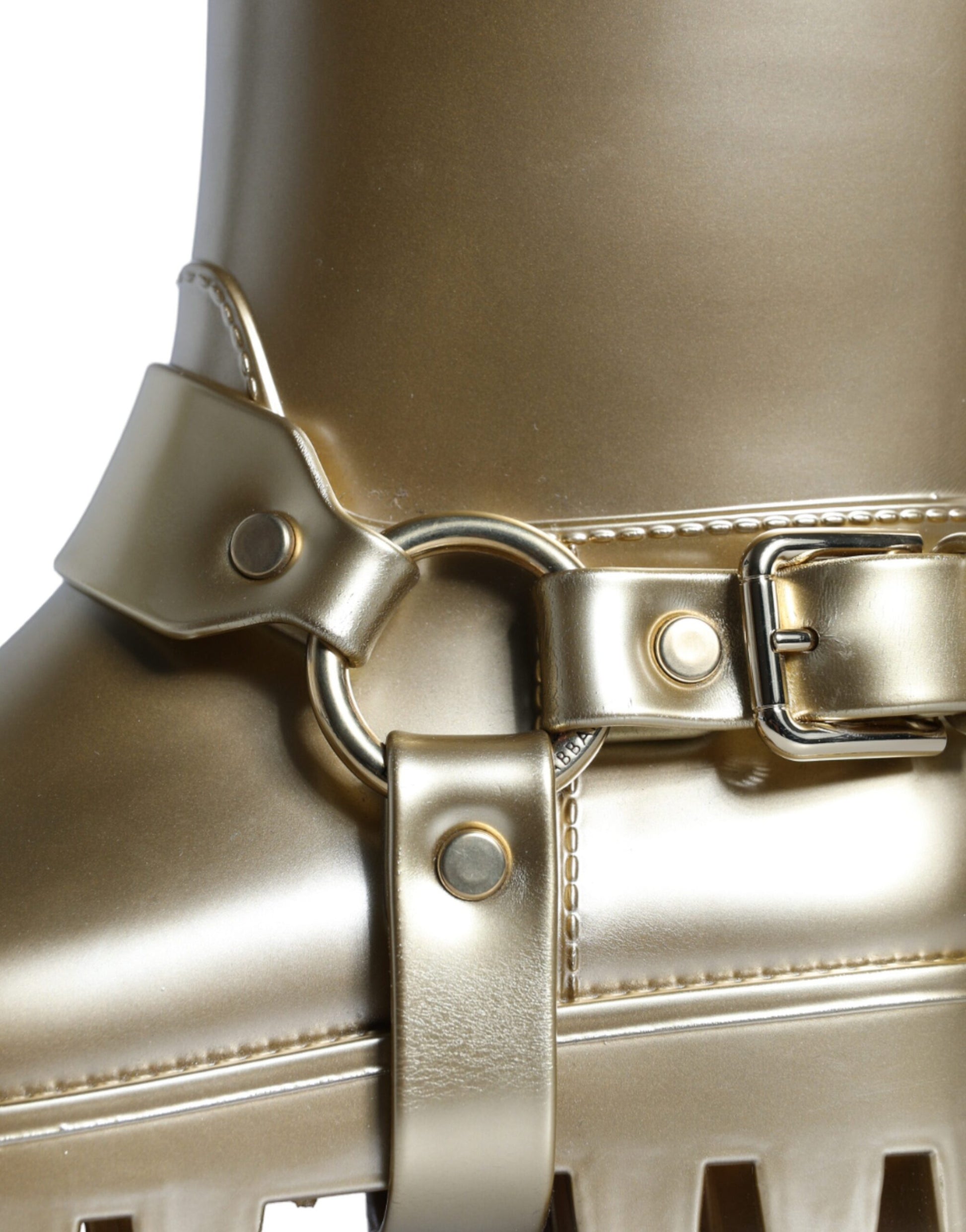 Bottes de pluie Dolce & Gabbana en PVC et caoutchouc doré métallique