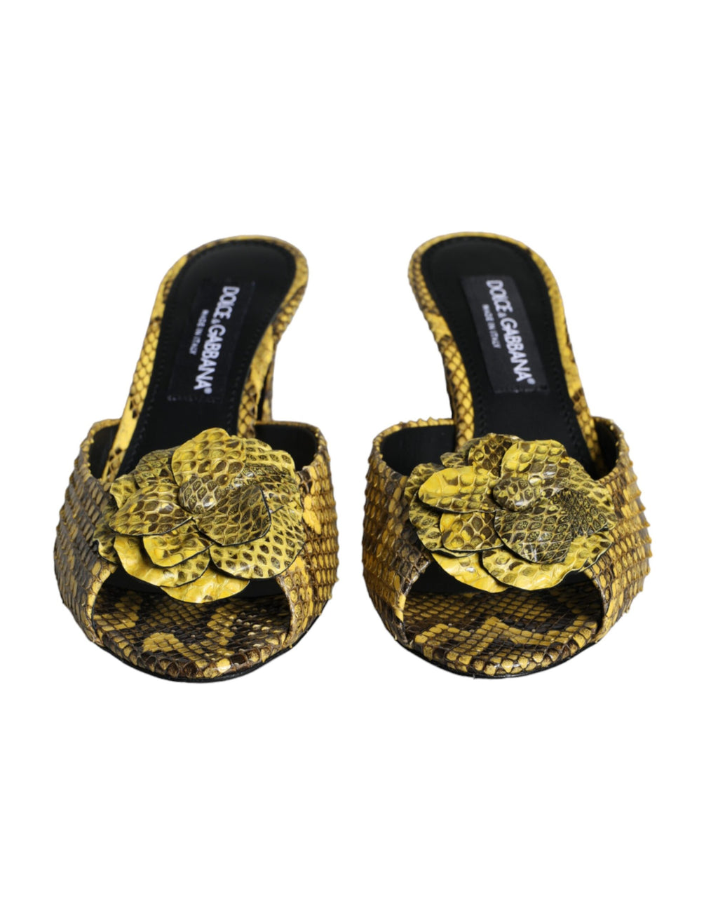 Chaussures à talons carrés en cuir jaune Dolce & Gabbana