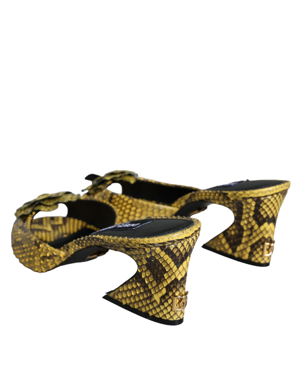 Chaussures à talons carrés en cuir jaune Dolce & Gabbana