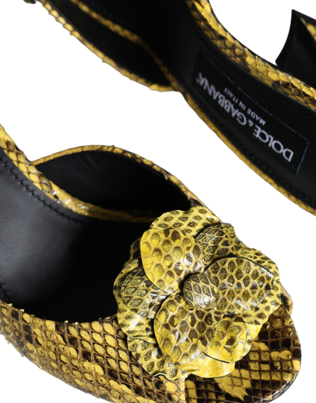 Chaussures à talons carrés en cuir jaune Dolce & Gabbana
