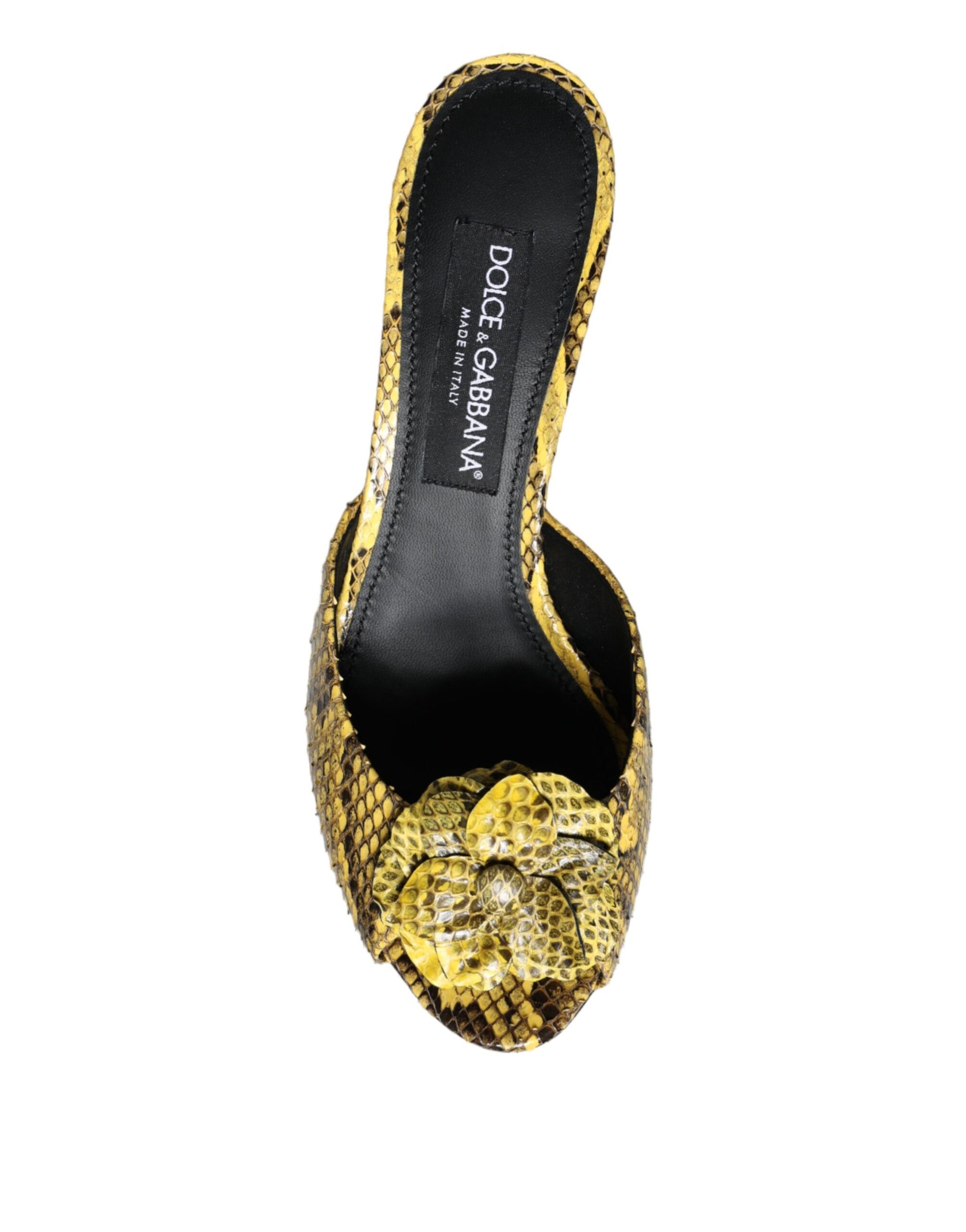 Chaussures à talons carrés en cuir jaune Dolce & Gabbana