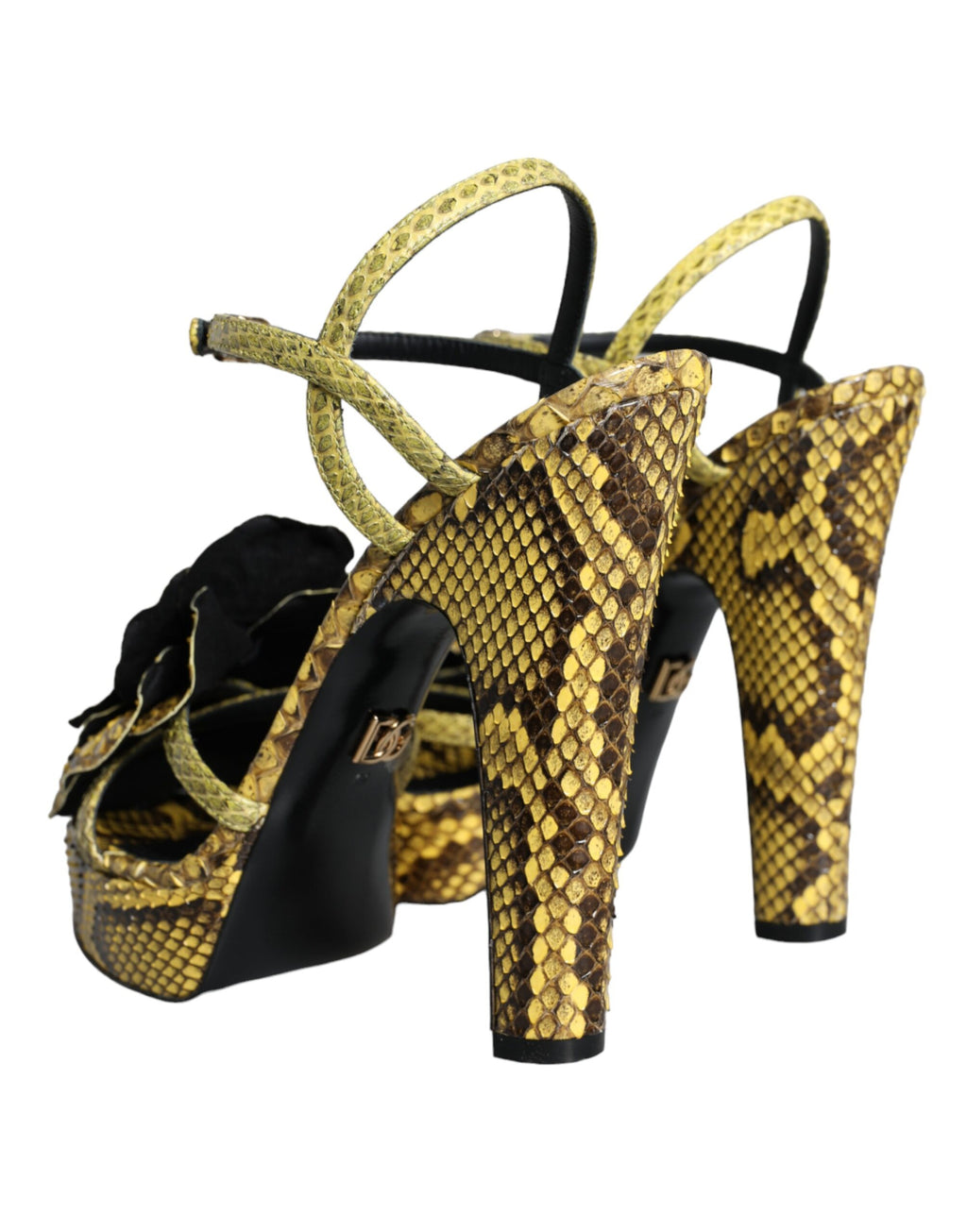 Chaussures à talons Dolce & Gabbana en cuir exotique jaune avec bride à la cheville