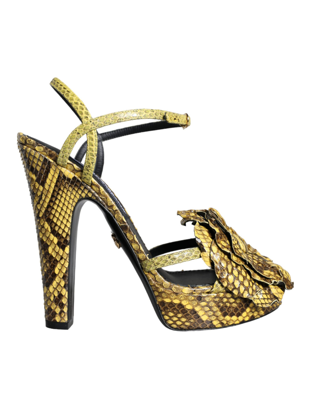 Chaussures à talons Dolce & Gabbana en cuir exotique jaune avec bride à la cheville