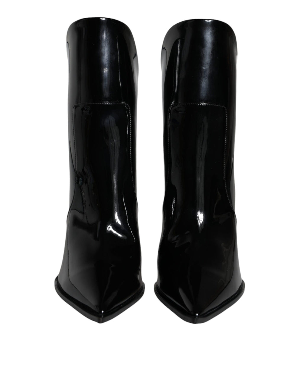 Chaussures Bottines Pointues en Cuir Verni Noir Dolce & Gabbana