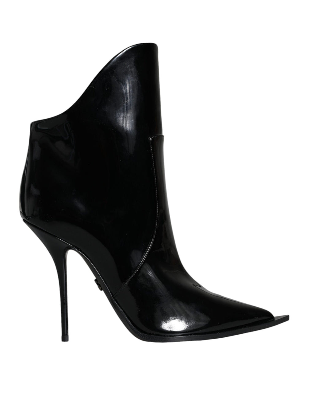 Chaussures Bottines Pointues en Cuir Verni Noir Dolce & Gabbana