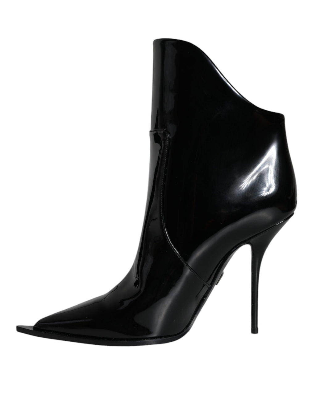 Chaussures Bottines Pointues en Cuir Verni Noir Dolce & Gabbana