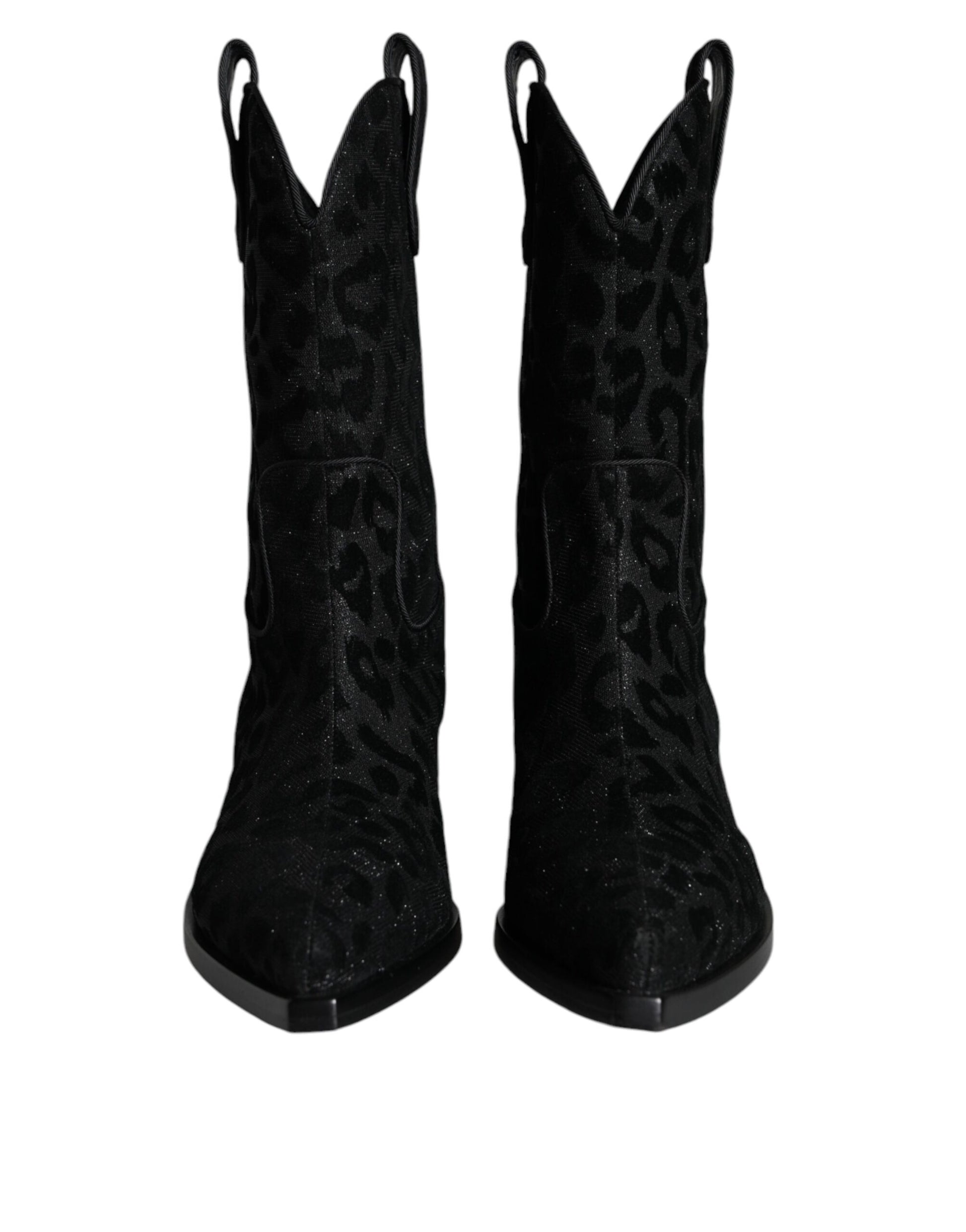 Dolce & Gabbana Bottes de cowboy léopard noires et grises