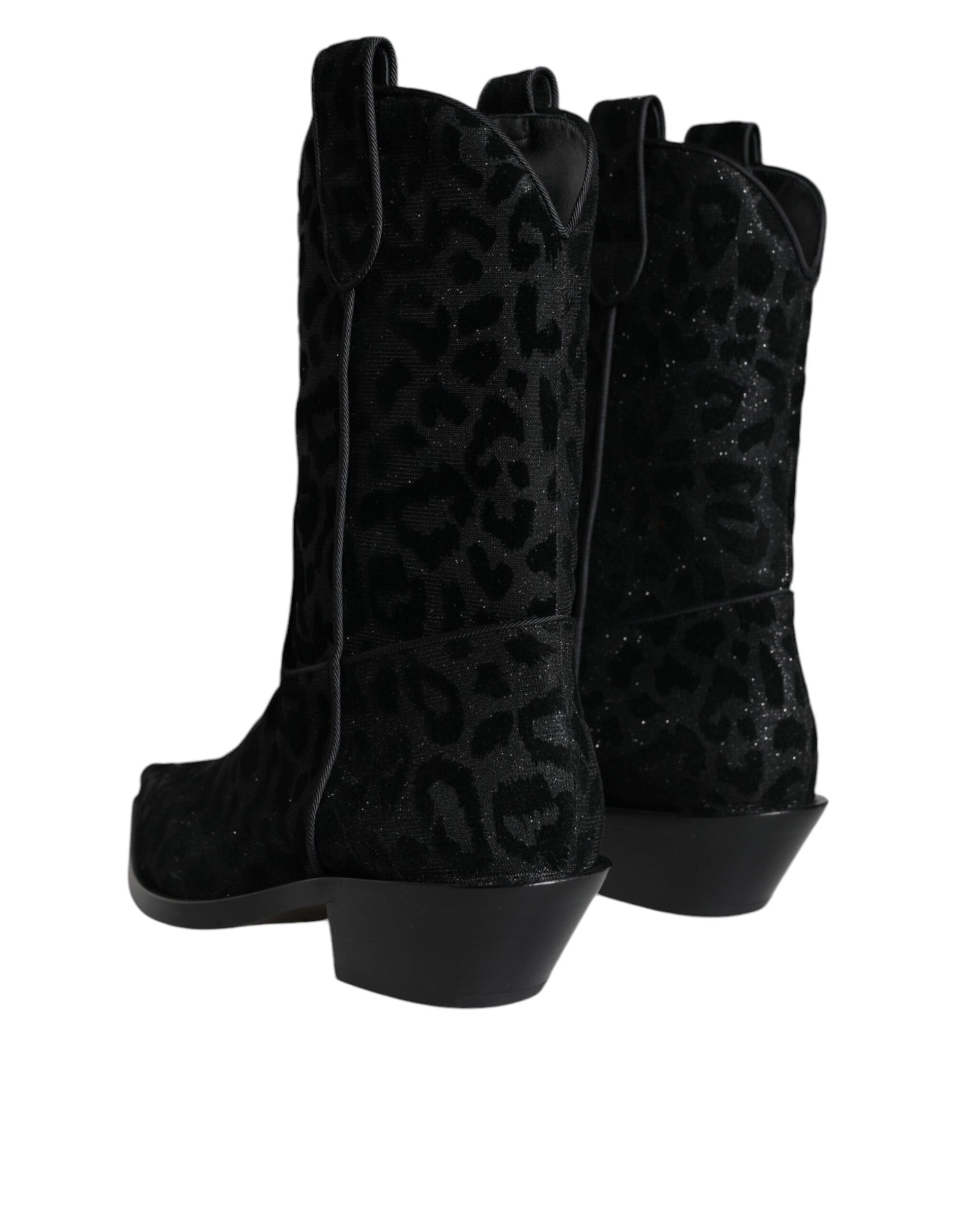 Dolce & Gabbana Bottes de cowboy léopard noires et grises