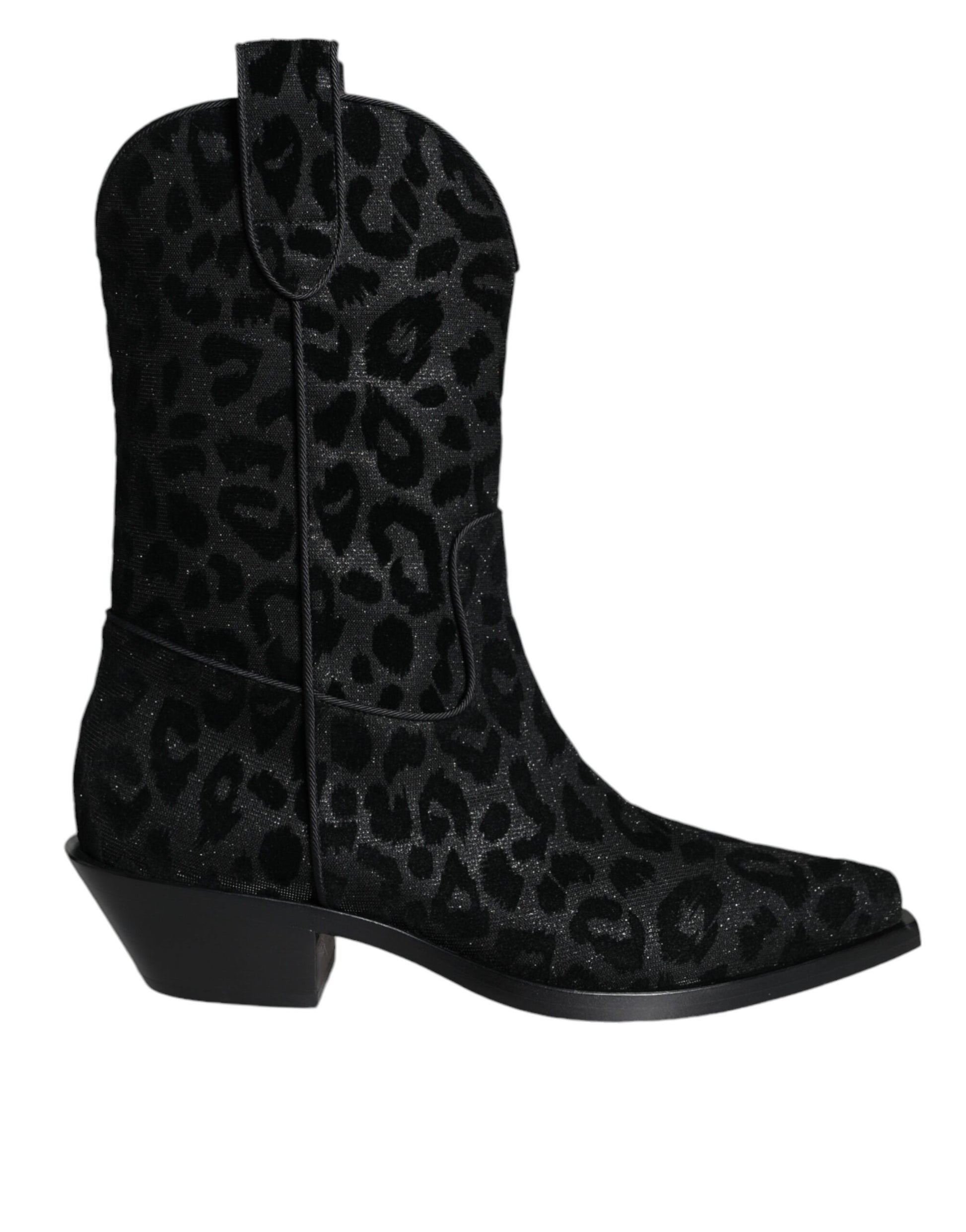 Dolce & Gabbana Bottes de cowboy léopard noires et grises