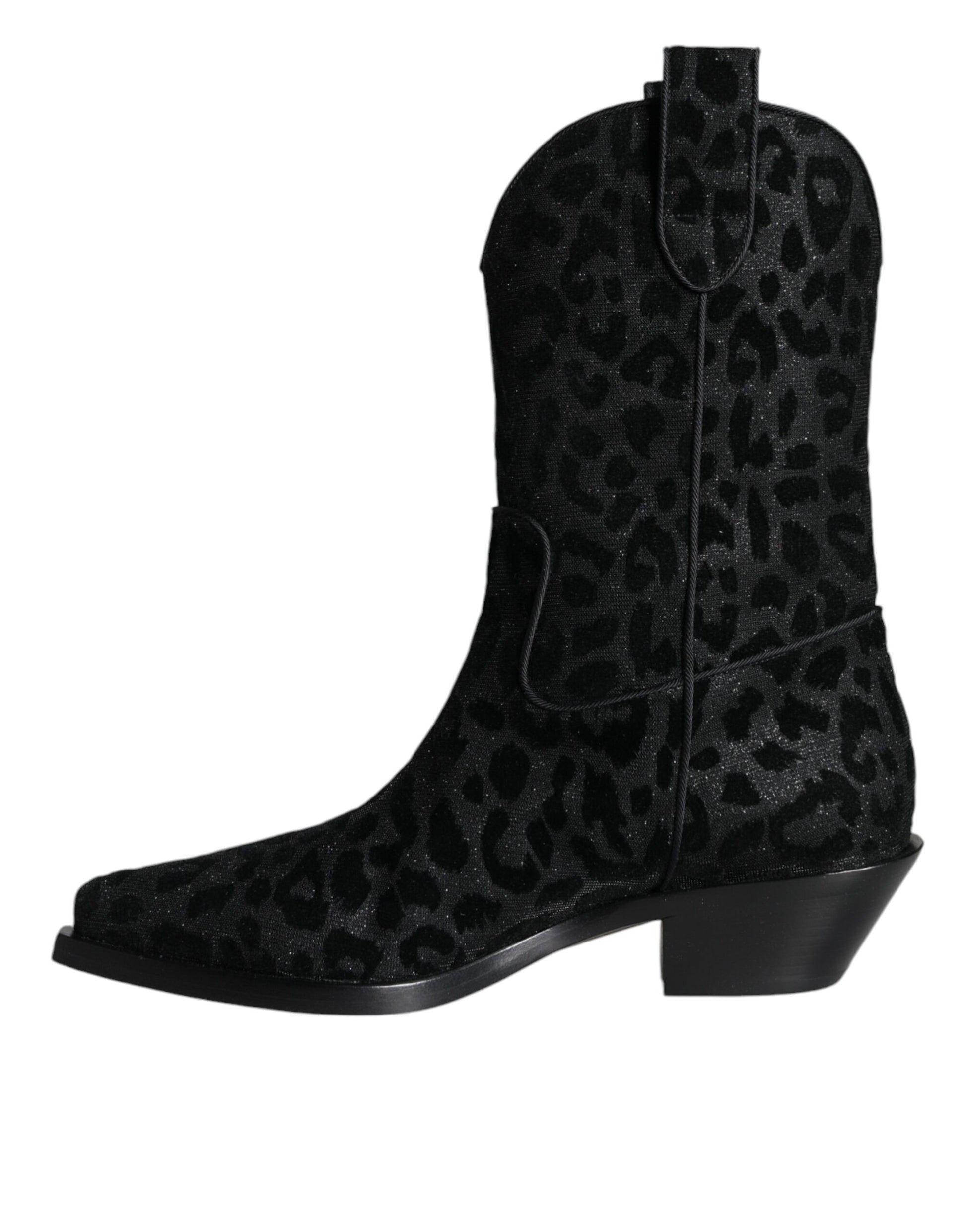 Dolce & Gabbana Bottes de cowboy léopard noires et grises