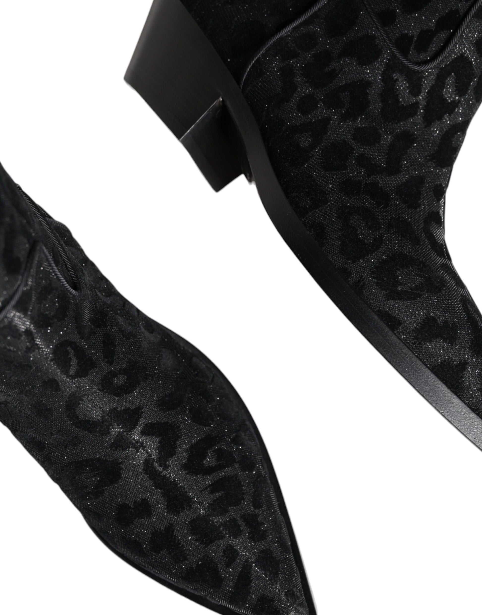 Dolce & Gabbana Bottes de cowboy léopard noires et grises