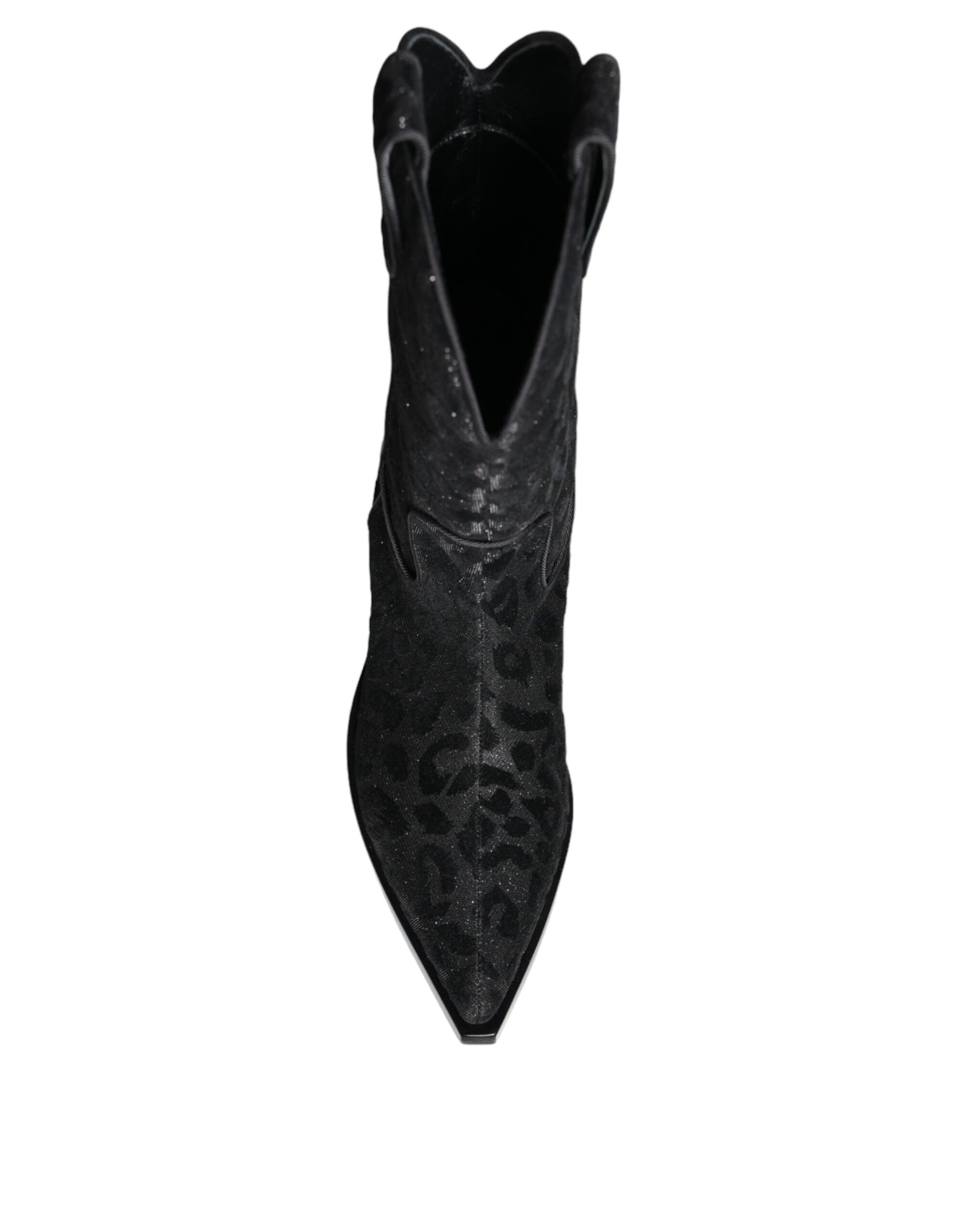 Dolce & Gabbana Bottes de cowboy léopard noires et grises