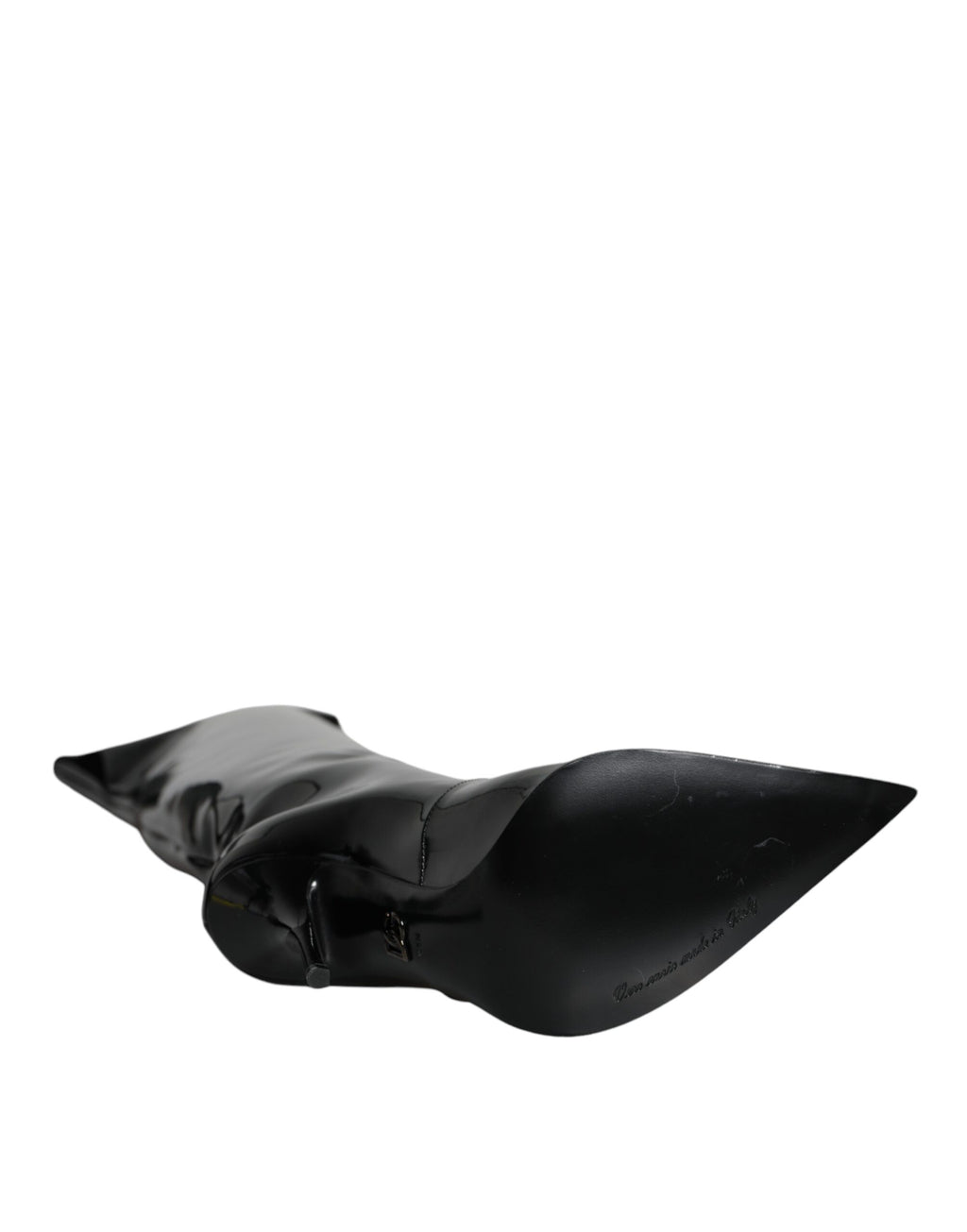 Bottes hautes en cuir verni noir Dolce & Gabbana