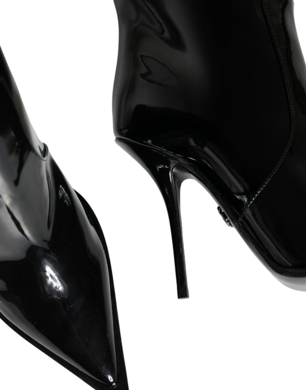 Bottes hautes en cuir verni noir Dolce & Gabbana