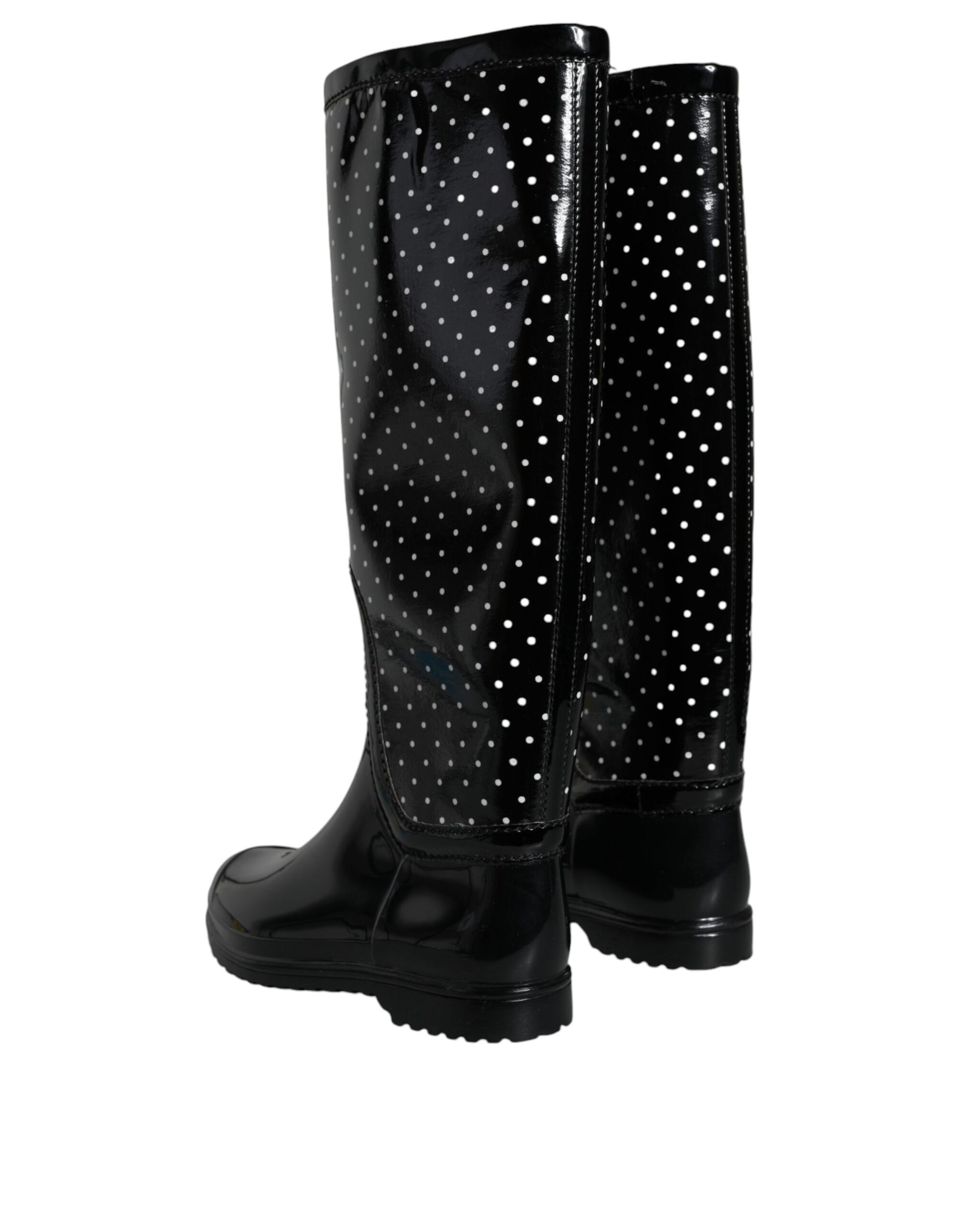 Bottes hautes en caoutchouc Dolce & Gabbana noires à pois