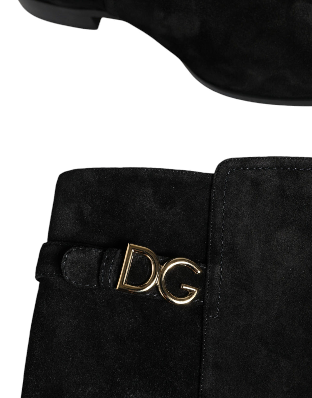 Bottes hautes en daim et cuir noir Dolce & Gabbana