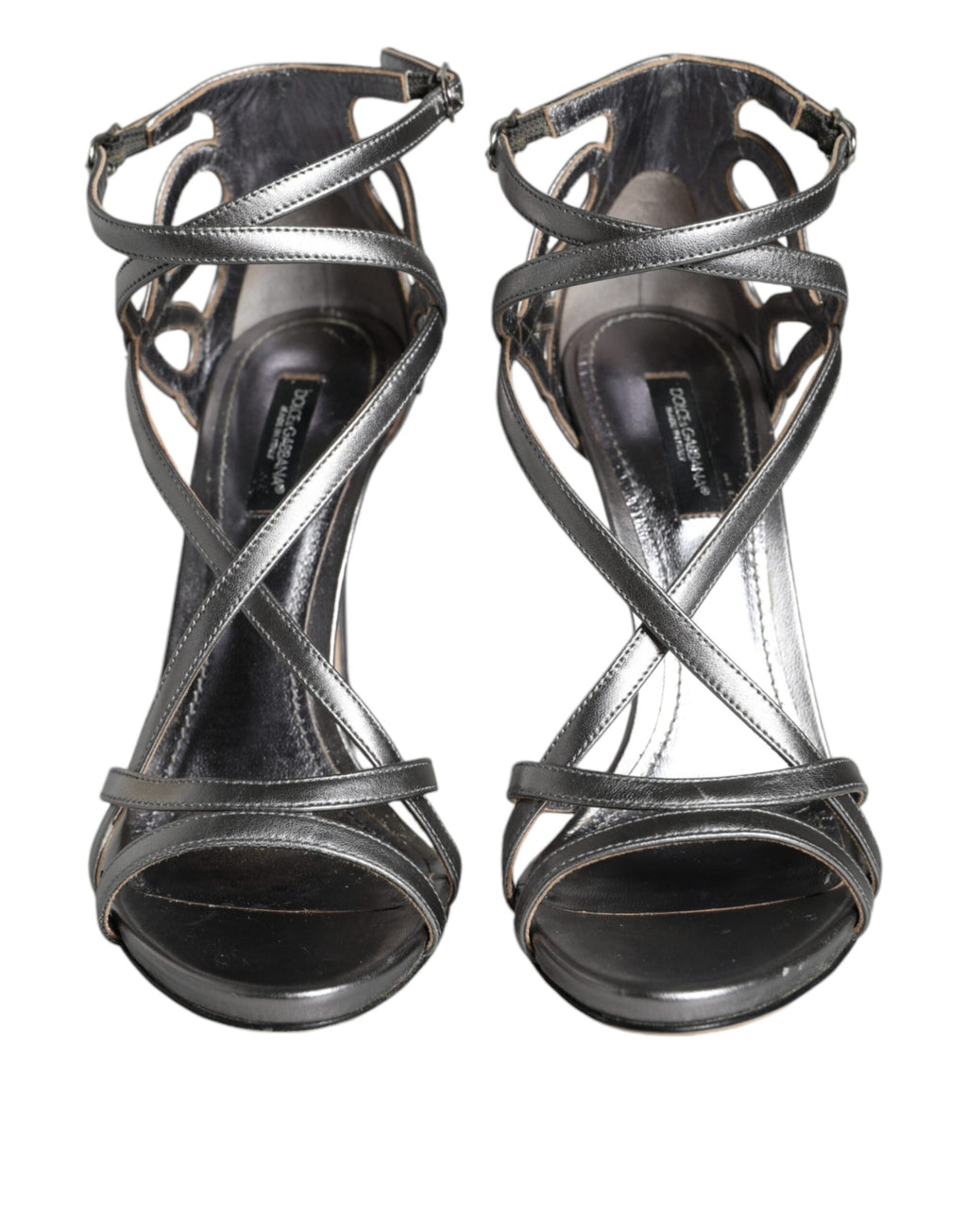 Chaussures Sandales à Talons Keira en Cuir Argenté Dolce & Gabbana