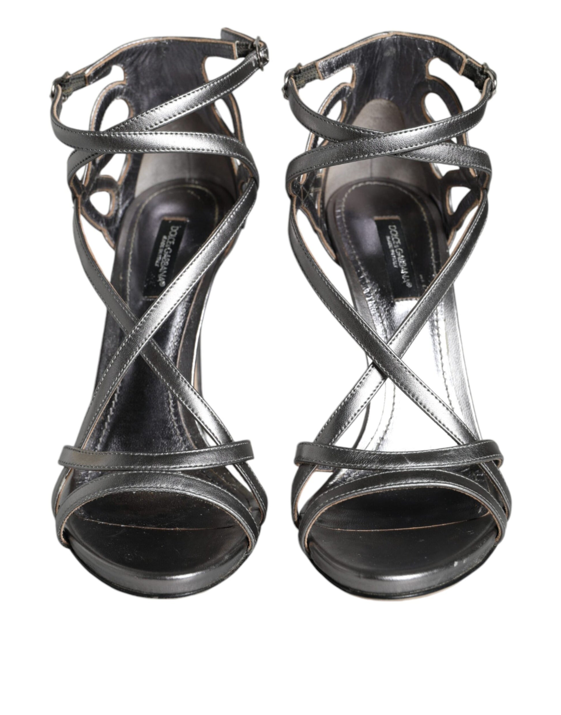 Chaussures Sandales à Talons Keira en Cuir Argenté Dolce & Gabbana