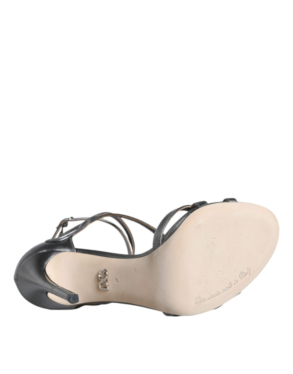 Chaussures Sandales à Talons Keira en Cuir Argenté Dolce & Gabbana