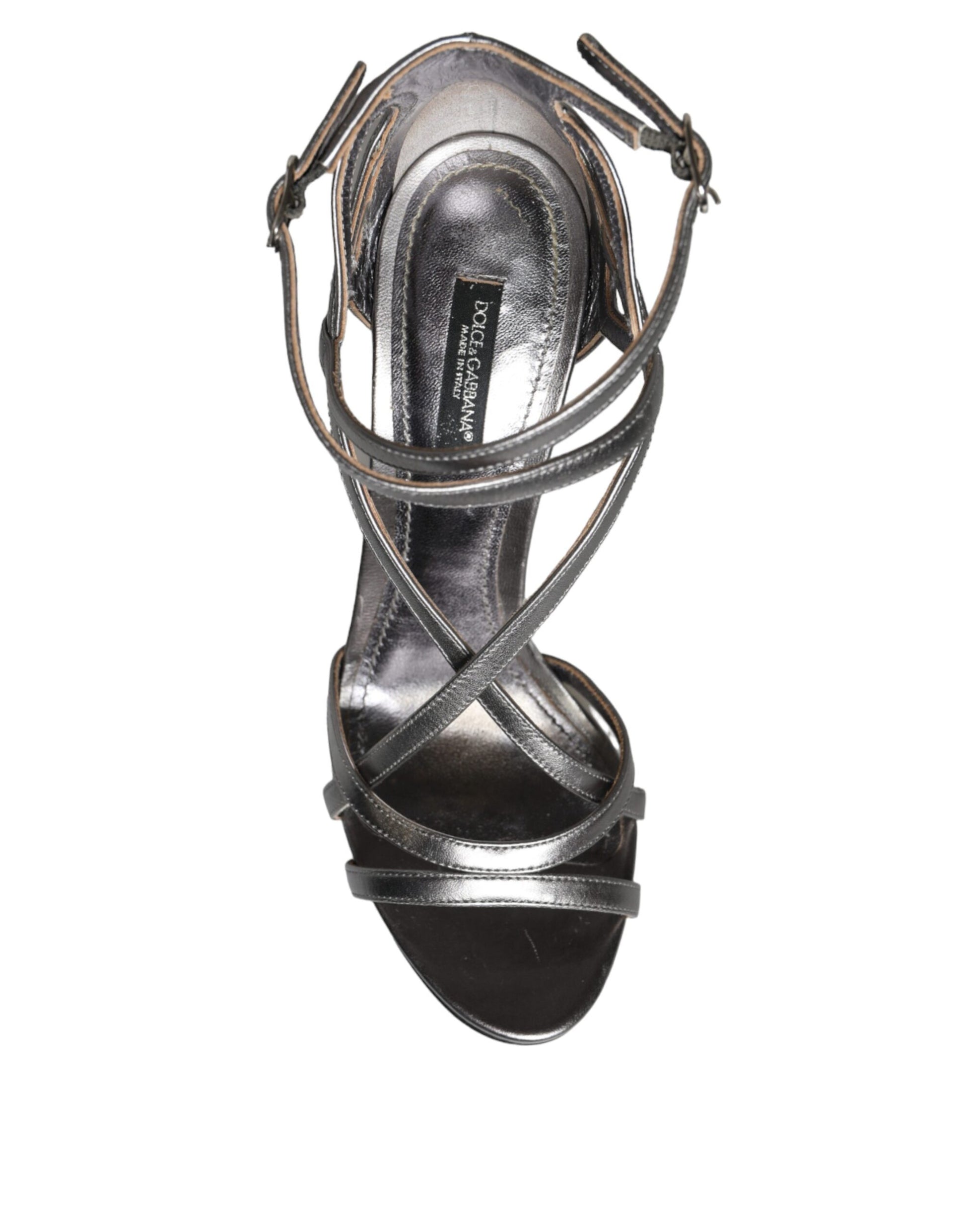 Chaussures Sandales à Talons Keira en Cuir Argenté Dolce & Gabbana
