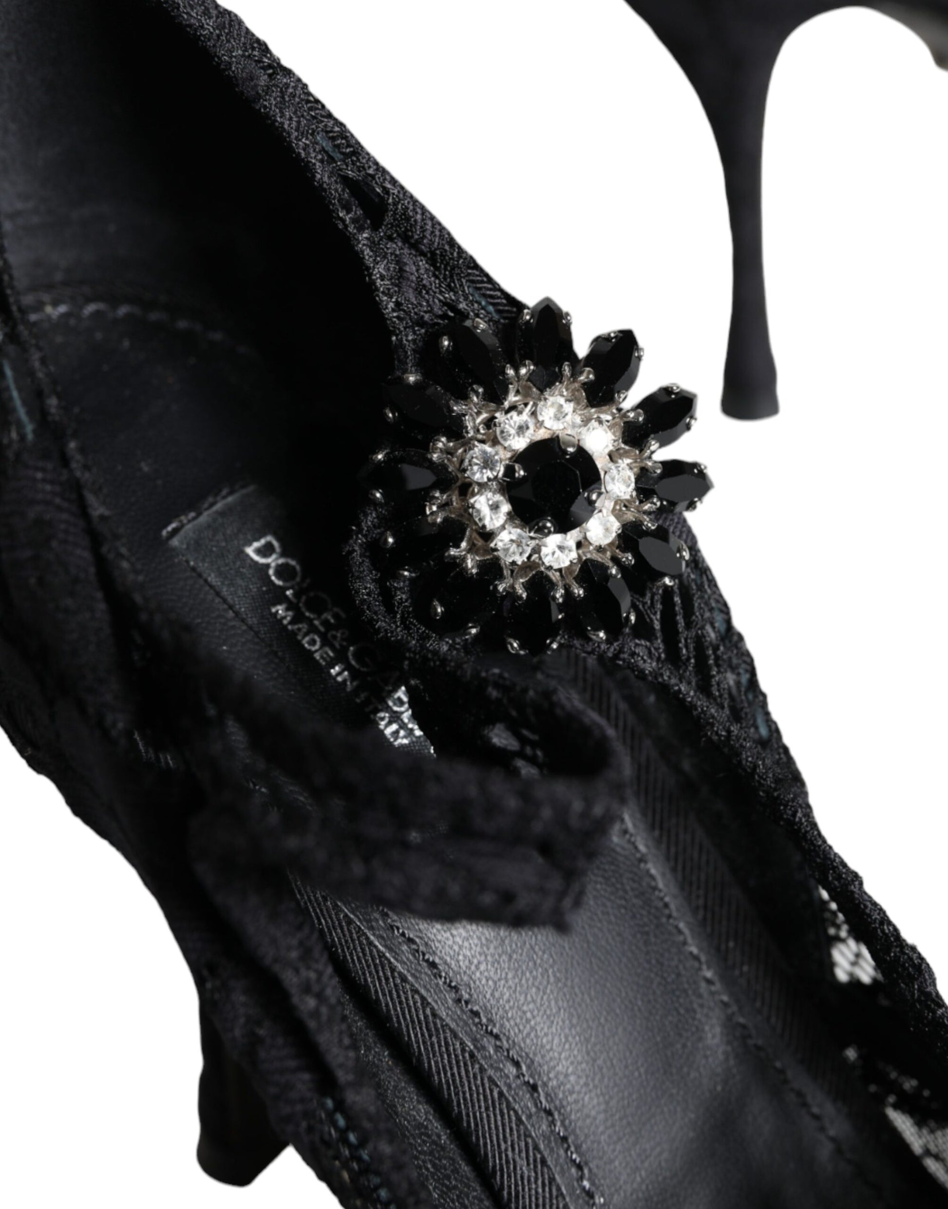 Escarpins Mary Jane noirs en dentelle et cristaux Dolce & Gabbana