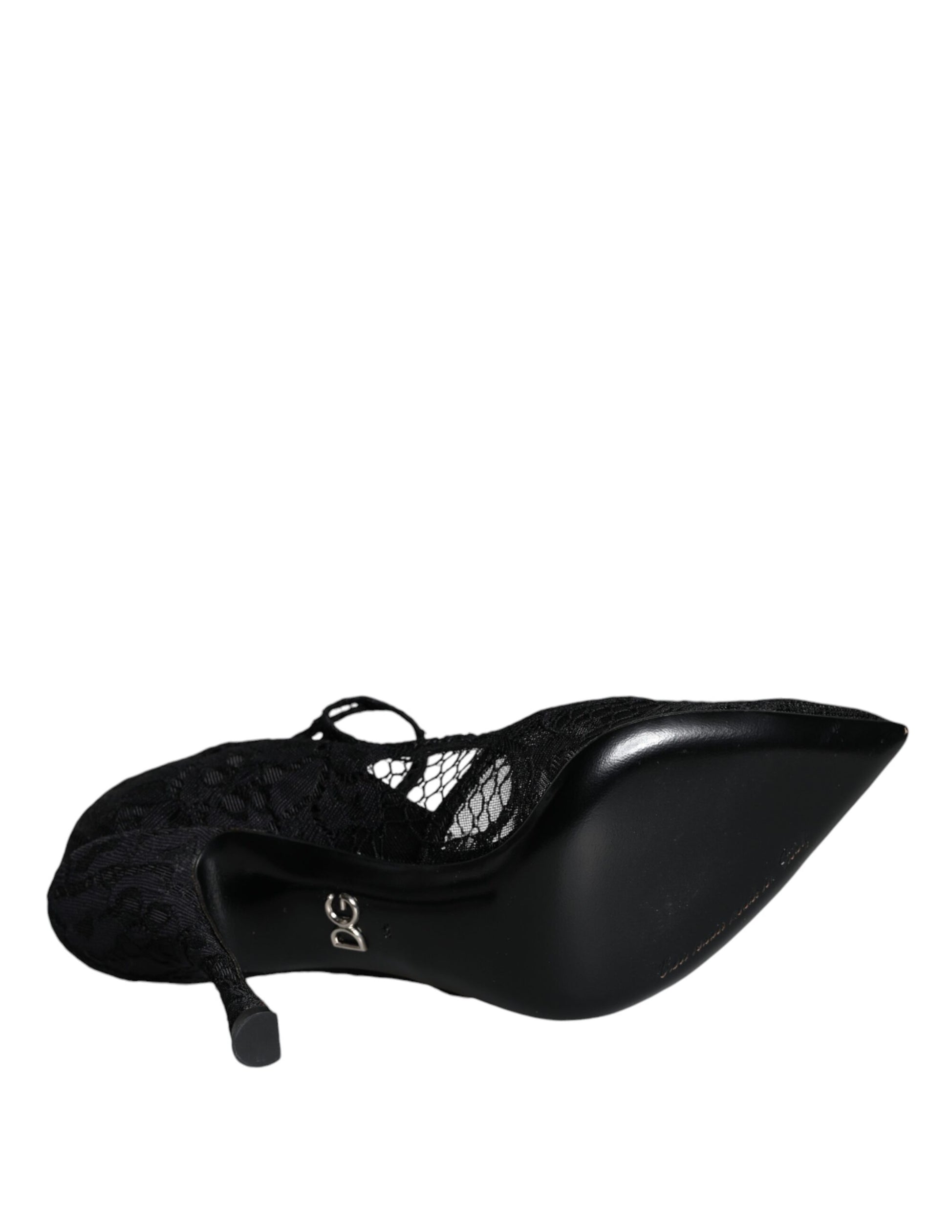 Escarpins Mary Jane noirs en dentelle et cristaux Dolce & Gabbana