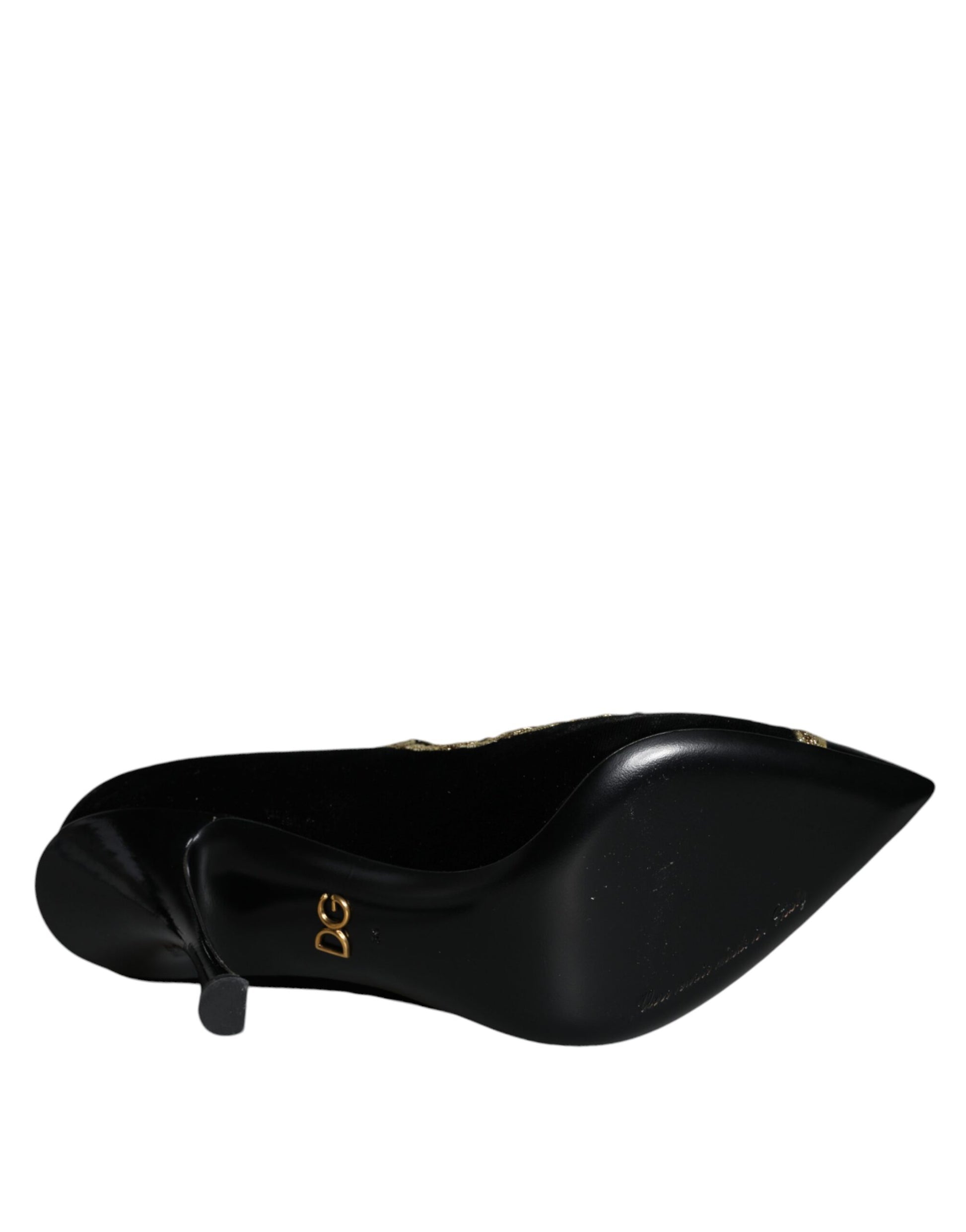 Dolce &amp; Gabbana Schwarze Mary Janes aus goldenem Samt