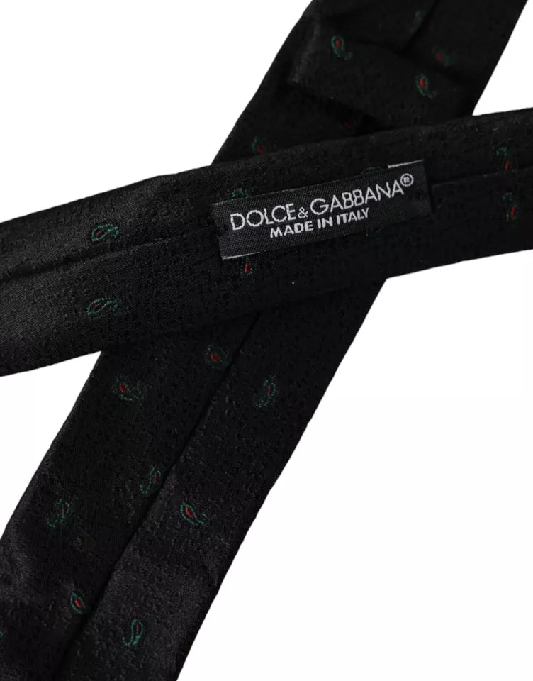 Cravate homme ajustable Dolce & Gabbana Black Fantasy 100 % soie